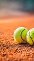 Tennis Balls Resting on Clay Court During Sunset photo