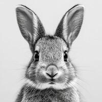Cute Rabbit Posing on Neutral Background With Bright Eyes and Fuzzy Fur photo