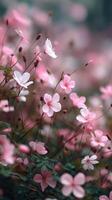 Beautiful Blooming Pink Flowers in a Serene Garden During Springtime photo