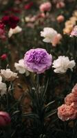 Vibrant Garden Filled With Colorful Carnations Blooming in Springtime Sunlight. photo