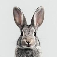 Cute Rabbit Posing on Neutral Background With Bright Eyes and Fuzzy Fur. photo