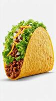 Crunchy Taco Filled With Seasoned Meat, Fresh Lettuce, and Cheese at a Casual Dining Spot photo