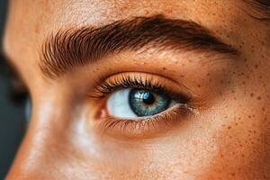 Close-up of a Mesmerizing Blue Eye Showing Intricate Details and Natural Beauty photo