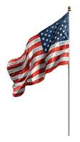 American Flag Waving in the Wind Against a Clear Background During Bright Daylight. photo