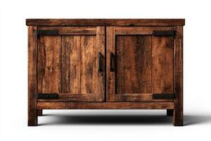 Rustic Wooden Cabinet With Double Doors Situated Indoors photo