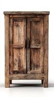 Rustic Wooden Cabinet With Double Doors Showcasing Natural Grain and Texture in Warm Tones. photo