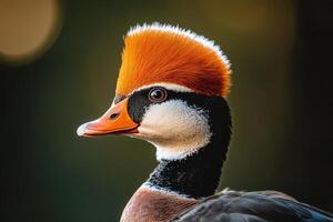 Unique Bird With Striking Orange Crest and Bright Beak Observed in Natural Habitat. photo