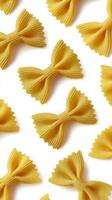 Farfalle Pasta Shapes Arranged on a Light Background for Culinary Inspiration and Food Styling. photo