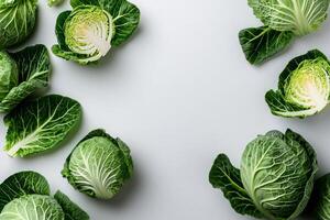 Fresh Green Cabbage Arranged on a White Background for Culinary Presentation and Inspiration photo