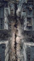 Abandoned Building Complex Showing Signs of Destruction and Neglect in an Urban Environment. photo