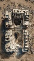 Abandoned Building Complex Showing Signs of Destruction and Neglect in an Urban Environment photo