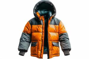 Warm Winter Jacket in Vibrant Orange and Gray Colors for Cold Weather Wear photo