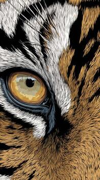 Striking Close-Up View of a Tigers Eye Emphasizing Its Unique Patterns and Vibrant Colors photo