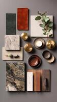 Materials Collection With Textures and Colors for Design Projects on a Neutral Surface photo