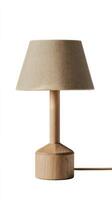 Modern Wooden Lamp With Fabric Shade Designed for Contemporary Living Spaces and Cozy Interiors. photo