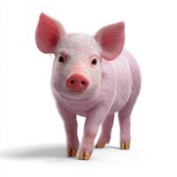 Young Piglet Standing on a White Background During a Sunny Day photo