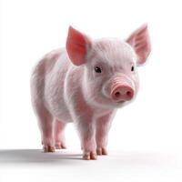 Cute Piglet Standing and Looking Directly at the Viewer in a Bright Setting on a Clear Day. photo