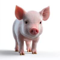 Cute Piglet Standing and Looking Directly at the Viewer in a Bright Setting on a Clear Day photo