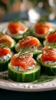 Delicious Cucumber Bites With Smoked Salmon and Dill for a Fresh Appetizer photo