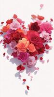 Heart Shape Made of Colorful Roses Symbolizing Love and Affection in Floral Art Display. photo