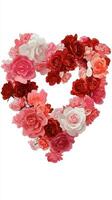 Heart Shape Made of Colorful Roses Symbolizing Love and Affection in Floral Art Display photo