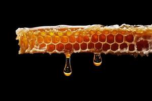 Delicious Honey Dripping From a Wooden Dipper Creating an Inviting and Sweet Atmosphere at Home. photo