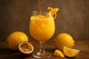 Passion fruit smoothie with passion fruit juice photo