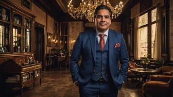 A man in a suit standing in a room photo