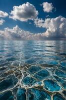 Blue water with clouds and sky photo