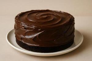 A chocolate cake on a plate photo