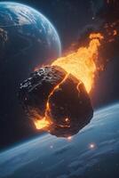 An asteroid is coming towards earth photo