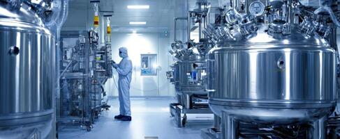 The laboratory environment showcasing advanced equipment and a focused technician at work. photo