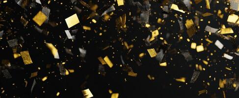 The shimmering gold confetti celebrating life's special moments against a dark background. photo