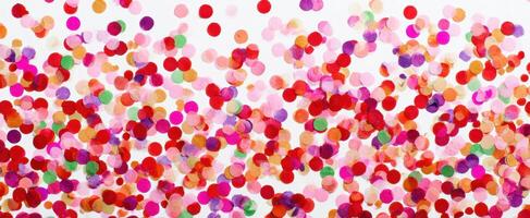 The colorful confetti creating a vibrant celebration atmosphere on a white background. photo