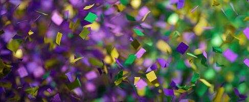 The colorful confetti scattered in a festive celebration atmosphere photo