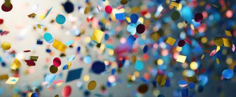 The burst of colorful confetti celebrating a joyful moment in time. photo