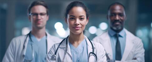 The dedicated healthcare team exemplifying professionalism and teamwork in a clinical setting. photo