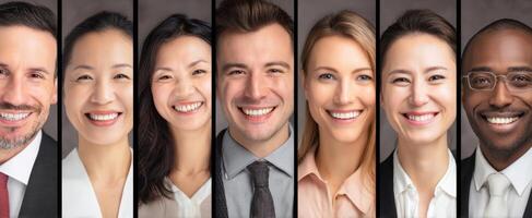 The diverse group of smiling professionals showcasing teamwork and confidence. photo