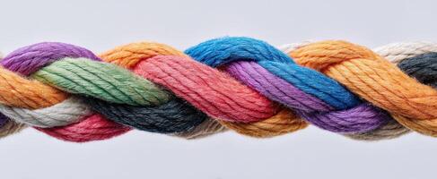 The vibrant braided rope showcasing intricate colors and textures. photo