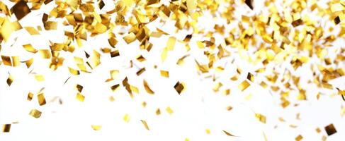 The golden confetti falling gracefully creates a festive and joyful atmosphere. photo