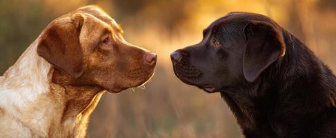 The Labrador Dogs Sharing a Heartfelt Moment at Sunset photo
