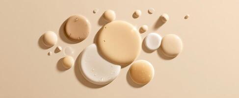 The elegant arrangement of various cosmetic drops creating a beautiful texture. photo