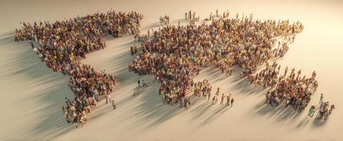 The community united to form a creative representation of the world. photo