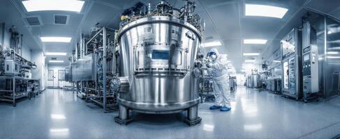 The advanced biomanufacturing process in a modern laboratory setting. photo