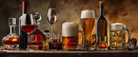 The Selection of Fine Beverages Including Wine, Beer, and Spirits photo
