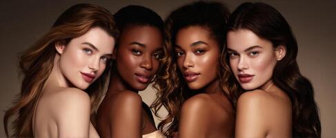 The beauty of diverse women showcasing confidence and friendship in a captivating portrait. photo