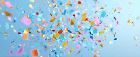 The vibrant explosion of colorful confetti celebrating a joyous occasion. photo