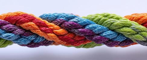 The colorful braided rope showcasing vibrant textures and intricate craftsmanship. photo