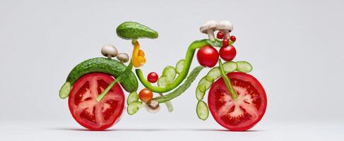 The Creative Bicycle Made of Fresh Vegetables and Colorful Ingredients photo
