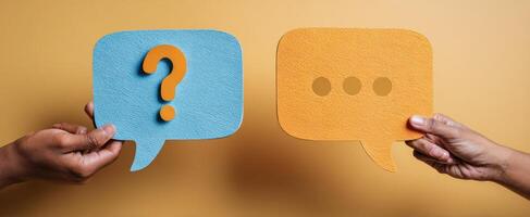 The colorful dialogue with question and thought bubble symbols in modern design. photo
